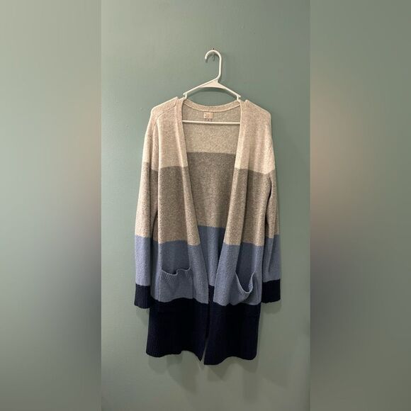 PREOWNED … A NEW DAY “Size: M” Striped Open Front Cardigan - Picture 1 of 3
